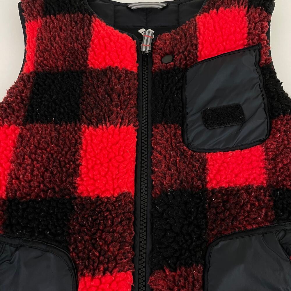 Obermeyer Vest Kid's Size 6 Red Black Plaid Sherpa Full Zip Outdoor Ski Children - Picture 9 of 9
